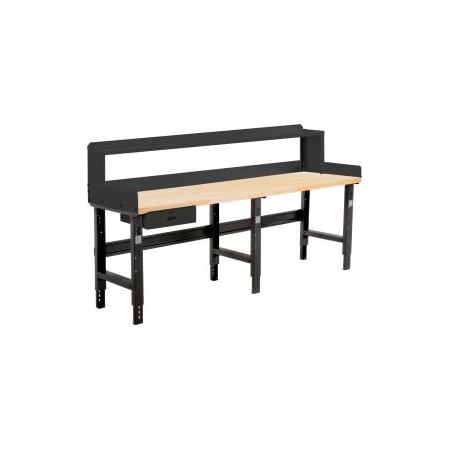 Global Equipment 96 x 30 Adj Height Workbench w/Drawer Riser, Black-Birch Square Edge Top 319083BBK